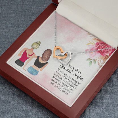 To A Very Special Sister - Interlocking Hearts Necklace - JustFamilyThings