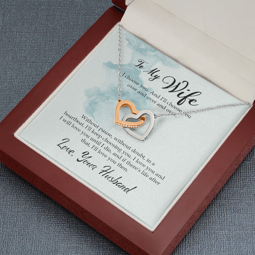 To my wife - I choose you - Interlocking Hearts Necklace - JustFamilyThings