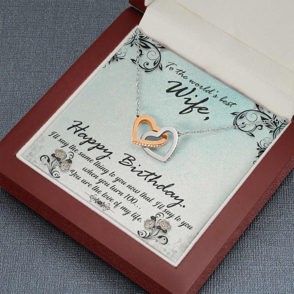 Happy Birthday to wife - Interlocking Hearts Necklace - JustFamilyThings