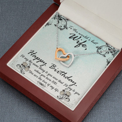 Happy Birthday to wife - Interlocking Hearts Necklace - JustFamilyThings