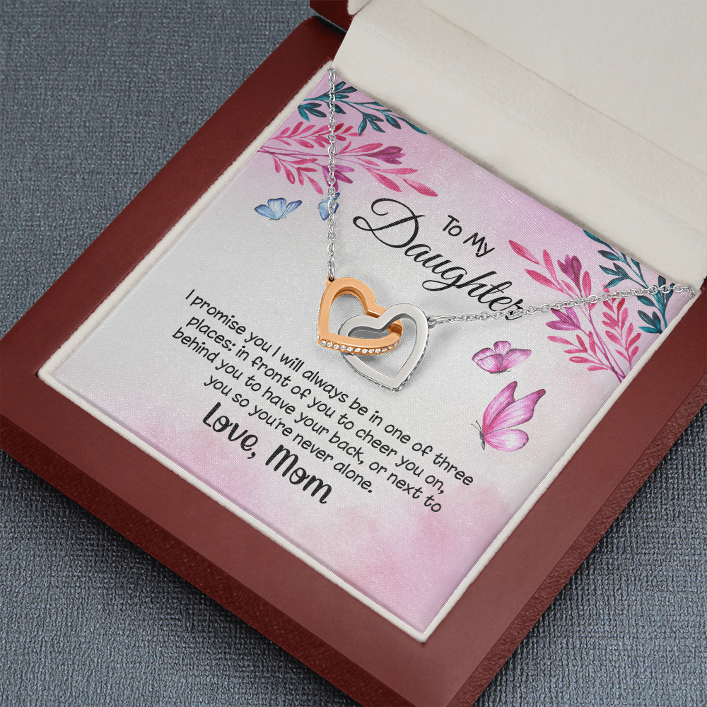 to my daughter from mom - i promise you - Interlocking Hearts Necklace - JustFamilyThings