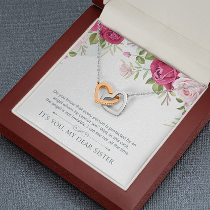 To My Dear Sister - Interlocking Hearts Necklace - JustFamilyThings