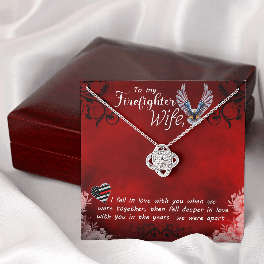 to my Firefighter wife - Love Knot Necklace - JustFamilyThings