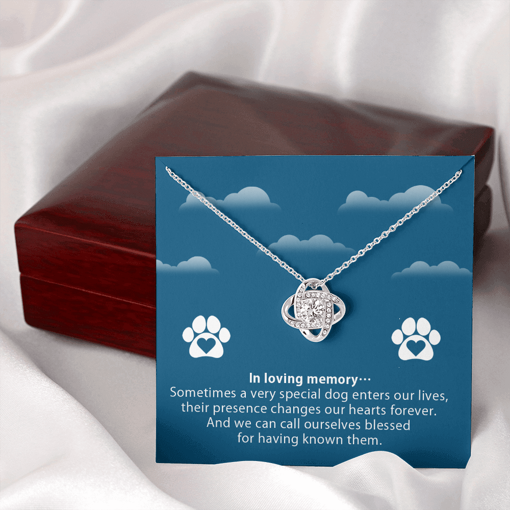 In loving memory - dog remembrance - Love Knot Necklace - JustFamilyThings