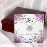 Load image into Gallery viewer, Bad Ass Bonus Mom - Love Knot Necklace - JustFamilyThings
