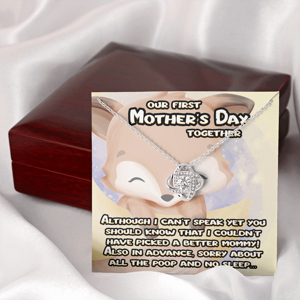 our first mother's day together, from baby to mom - Love Knot Necklace - JustFamilyThings