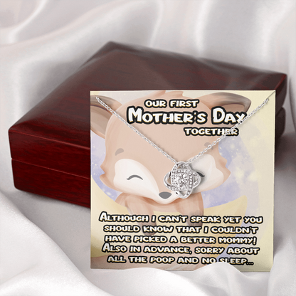 our first mother's day together, from baby to mom - Love Knot Necklace - JustFamilyThings