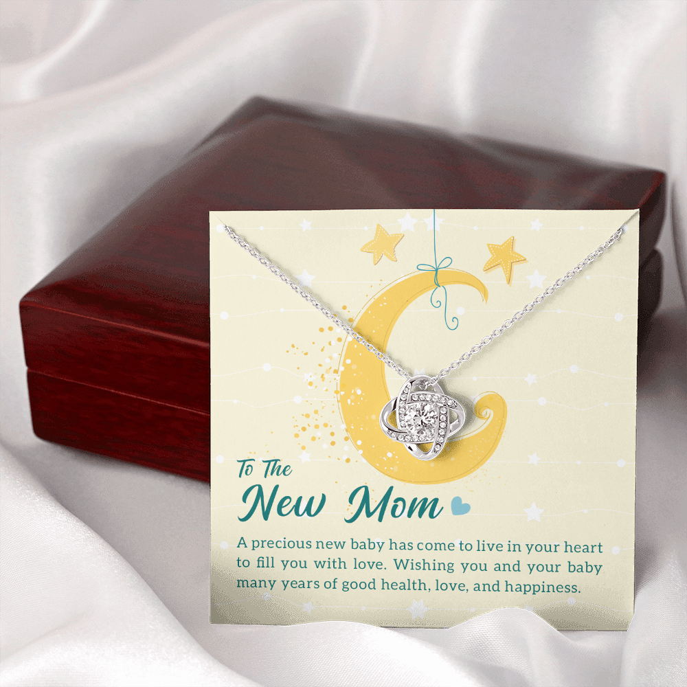 To the New Mom - A precious new baby - Love Knot Necklace - JustFamilyThings