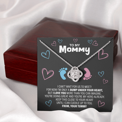 To The New Mom - Baby Feet - Love Knot Necklace - JustFamilyThings