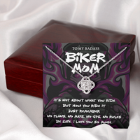 Load image into Gallery viewer, to my badass biker mom - Love Knot Necklace - JustFamilyThings
