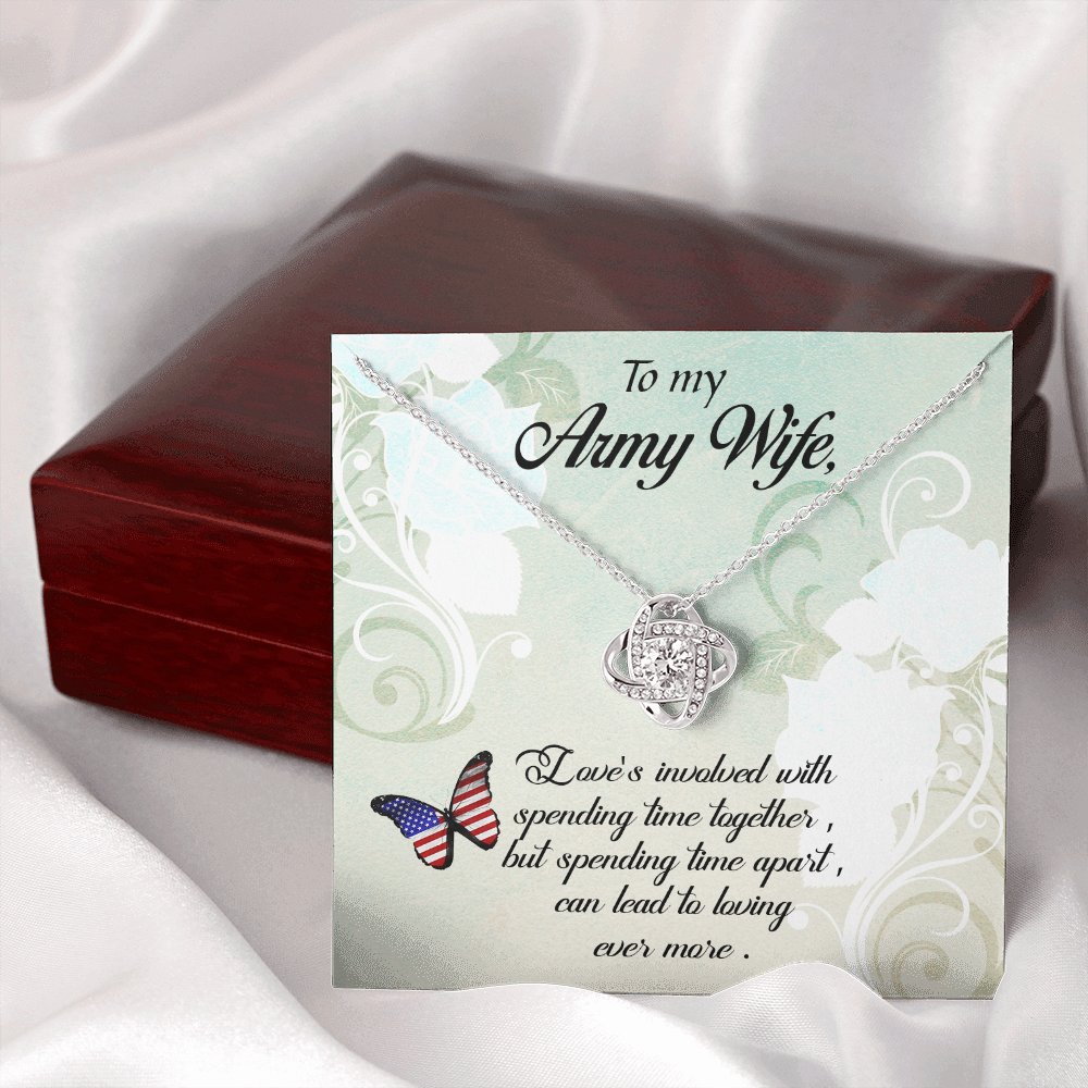 to my Army wife - Love Knot Necklace - JustFamilyThings