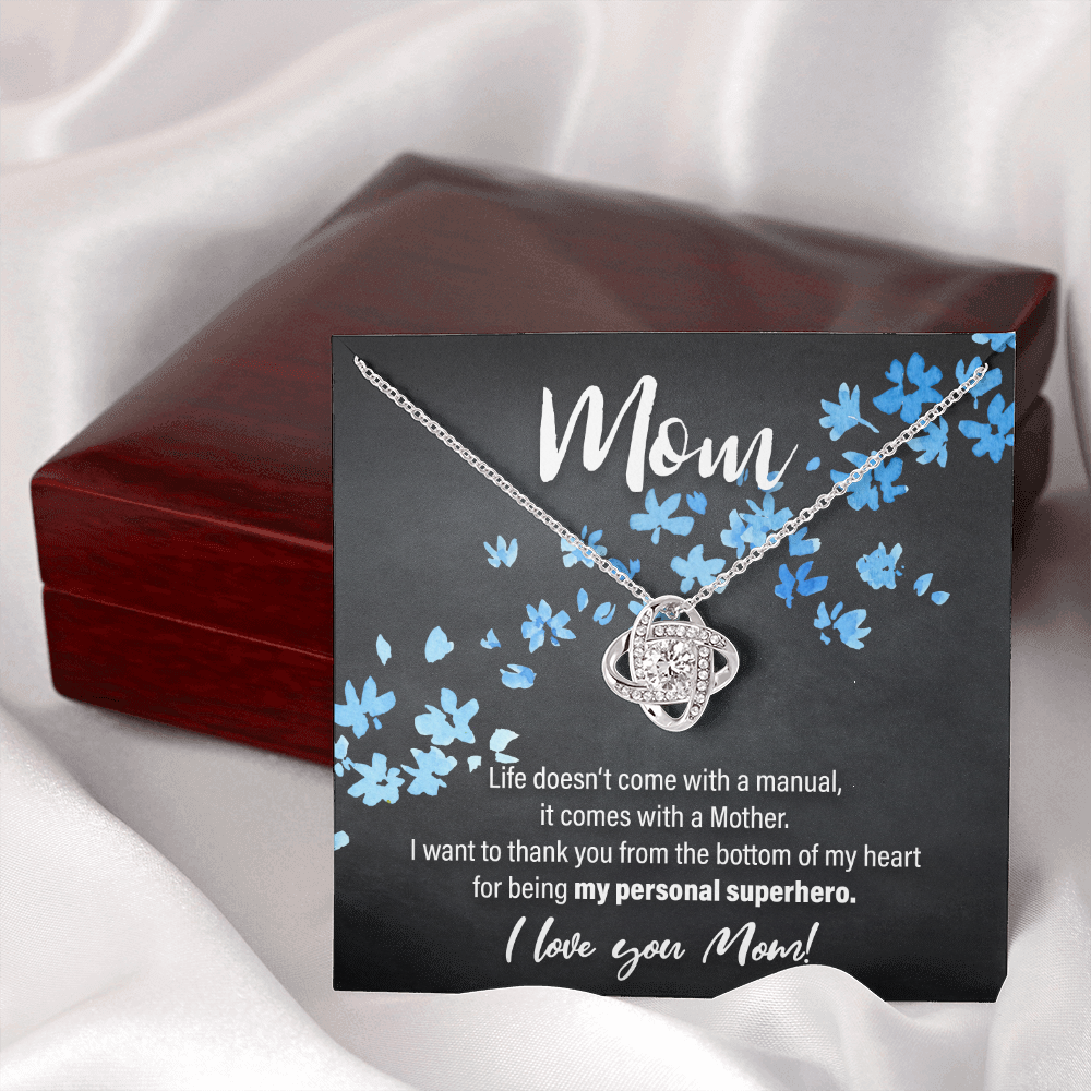 mom, my personal superhero - Love Knot Necklace - JustFamilyThings