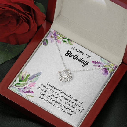Happy 40th Birthday Necklace, Happy 40th Birthday Gift, 40th Birthday Jewelry Gift - JustFamilyThings