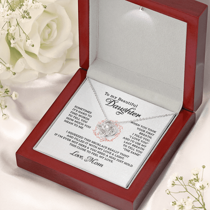 To My Beautiful Daughter from Mom- Love Knot Necklace - JustFamilyThings