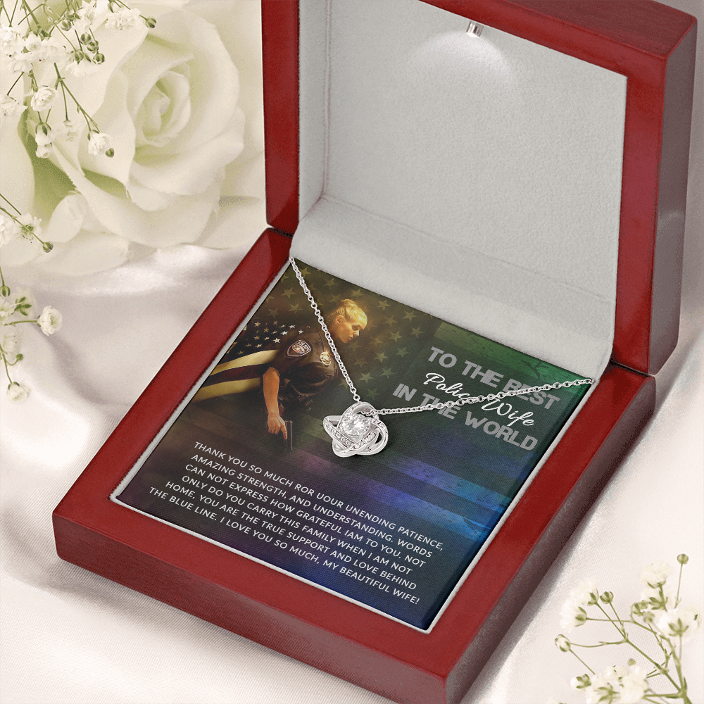 to the best police wife - Love Knot Necklace - JustFamilyThings
