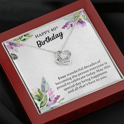 Happy 40th Birthday Necklace, Happy 40th Birthday Gift, 40th Birthday Jewelry Gift - JustFamilyThings