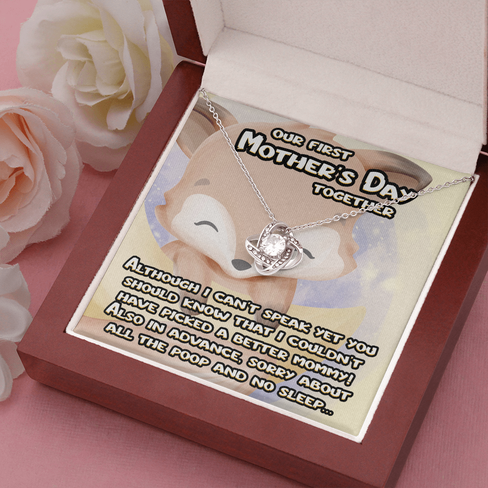 our first mother's day together, from baby to mom - Love Knot Necklace - JustFamilyThings