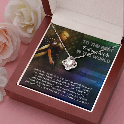 to the best police wife - Love Knot Necklace - JustFamilyThings