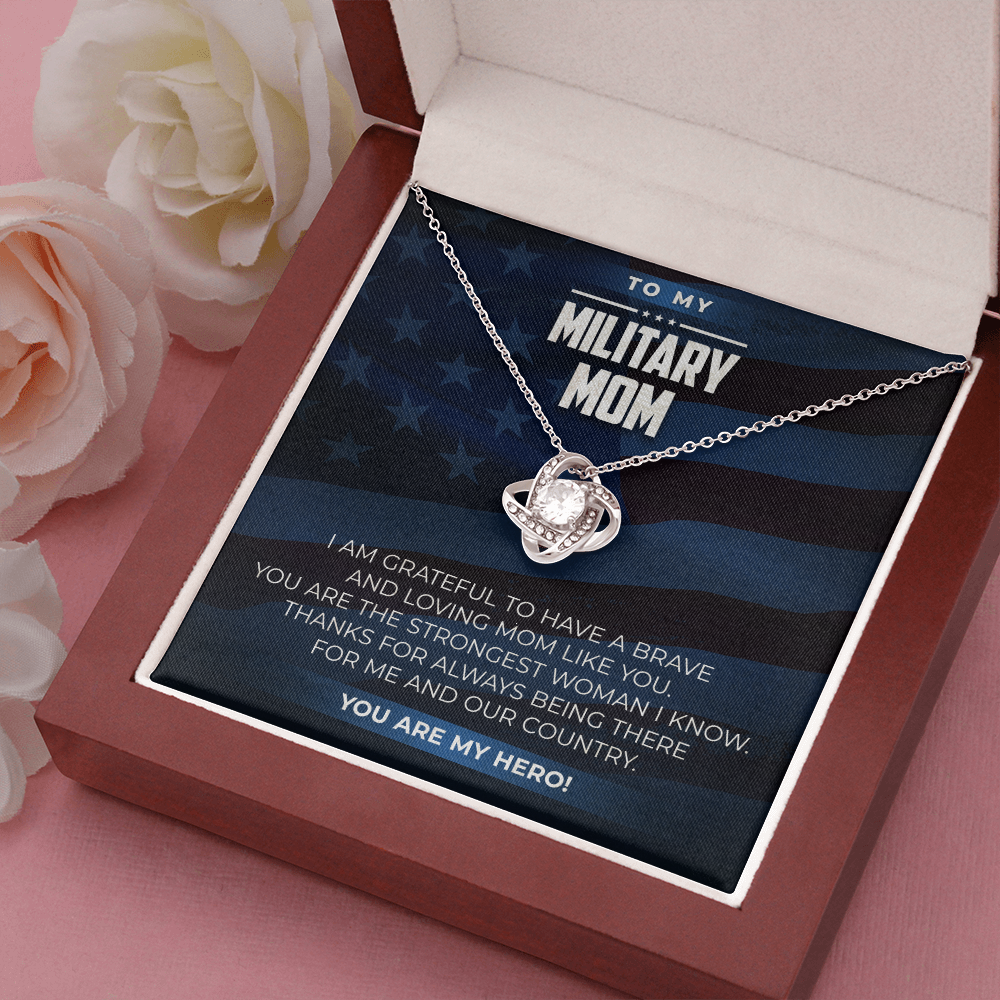 to my Military Mom, you are my hero - Love Knot Necklace - JustFamilyThings