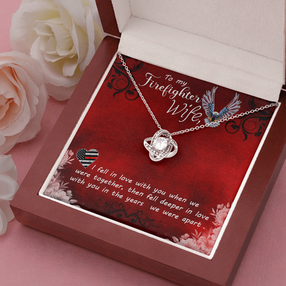 to my Firefighter wife - Love Knot Necklace - JustFamilyThings