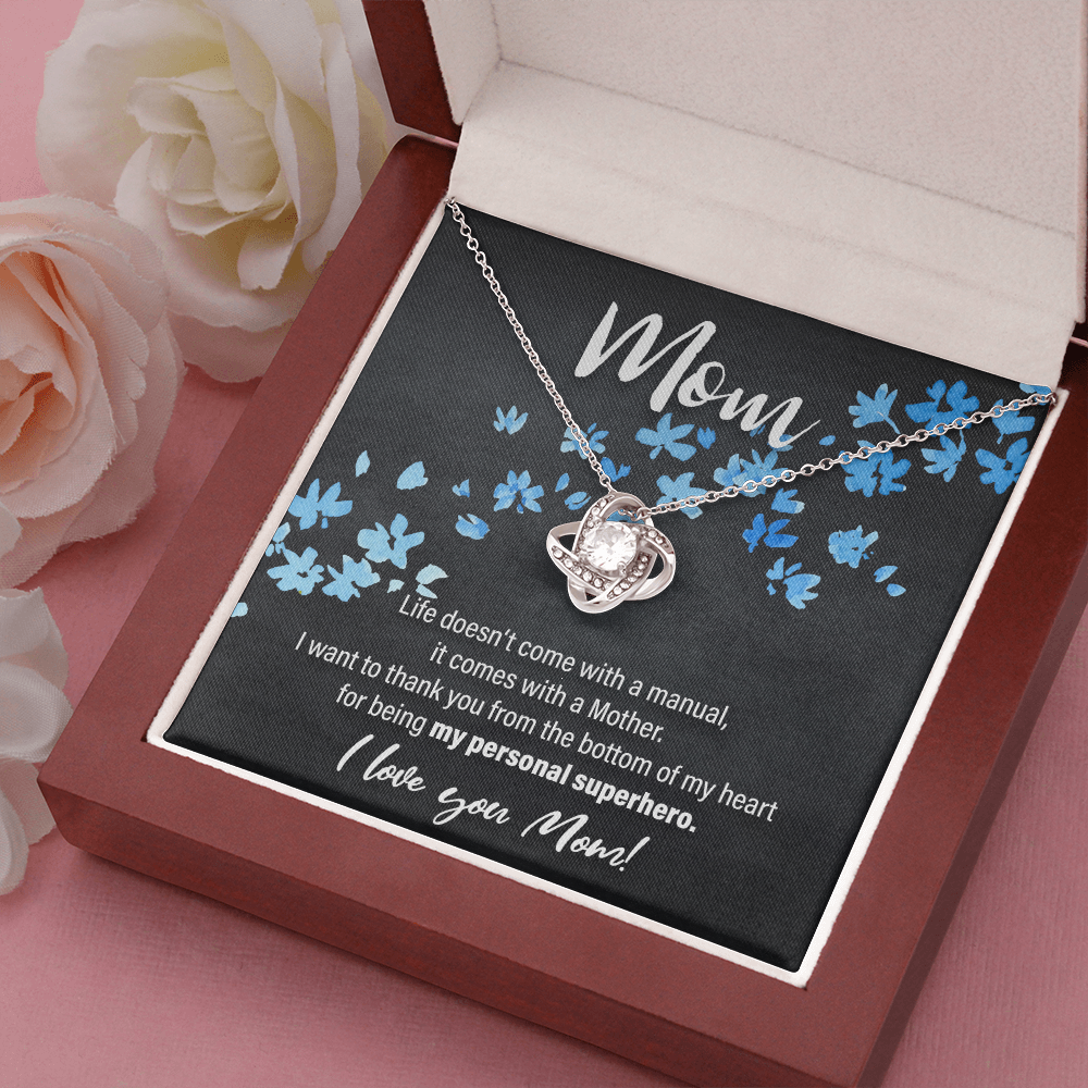 mom, my personal superhero - Love Knot Necklace - JustFamilyThings