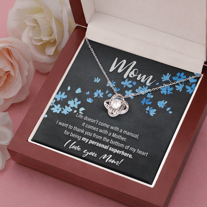 mom, my personal superhero - Love Knot Necklace - JustFamilyThings