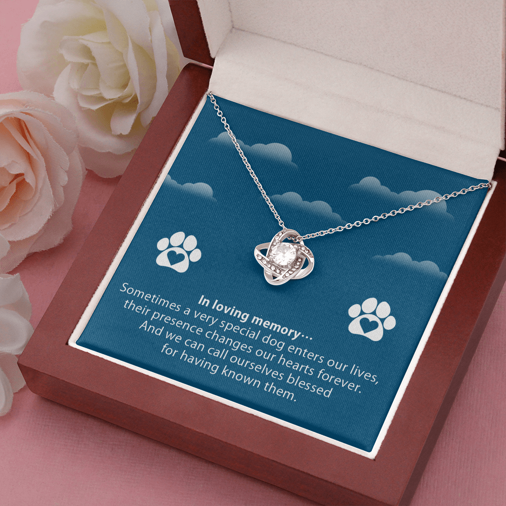 In loving memory - dog remembrance - Love Knot Necklace - JustFamilyThings