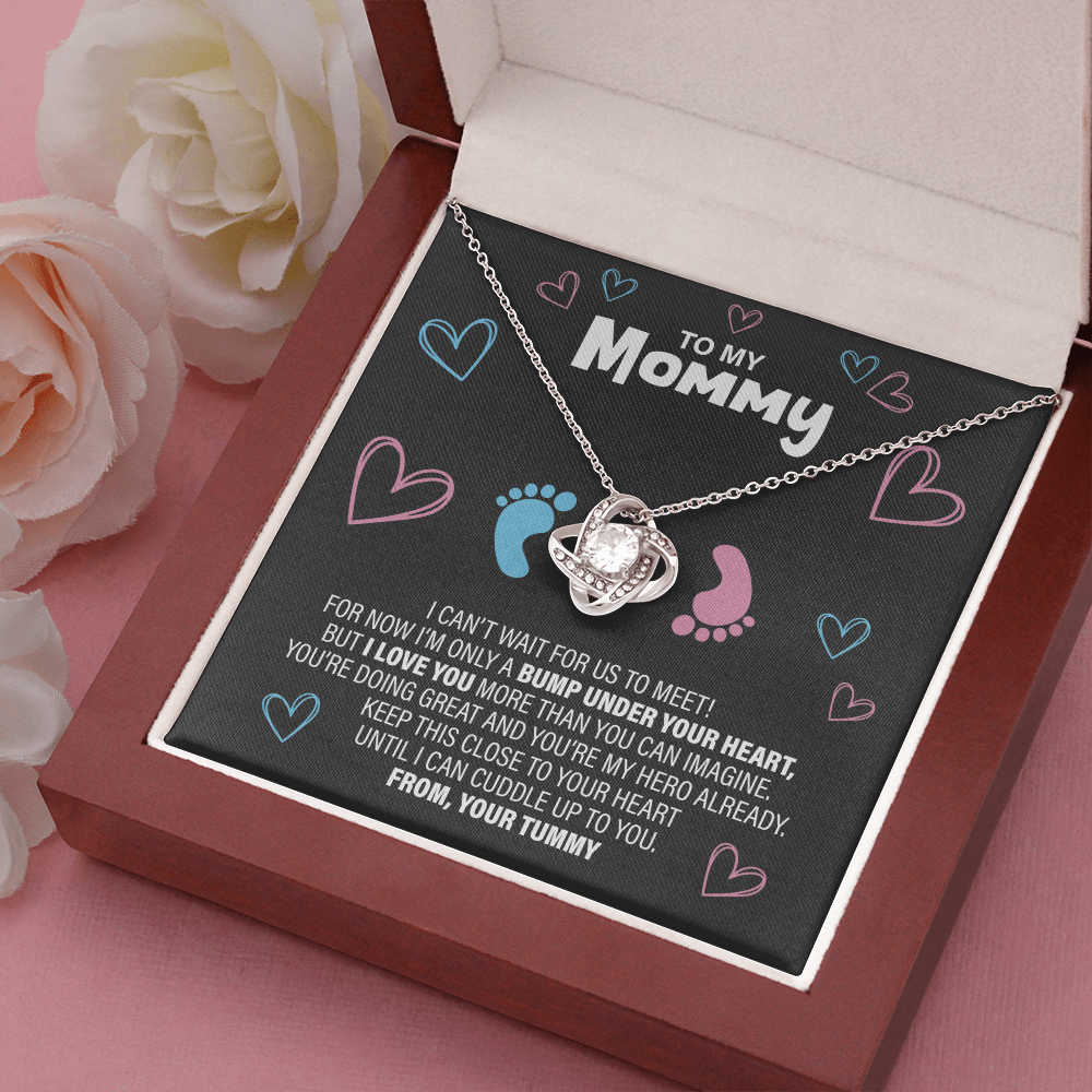 To The New Mom - Baby Feet - Love Knot Necklace - JustFamilyThings