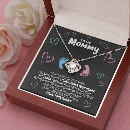 To The New Mom - Baby Feet - Love Knot Necklace - JustFamilyThings