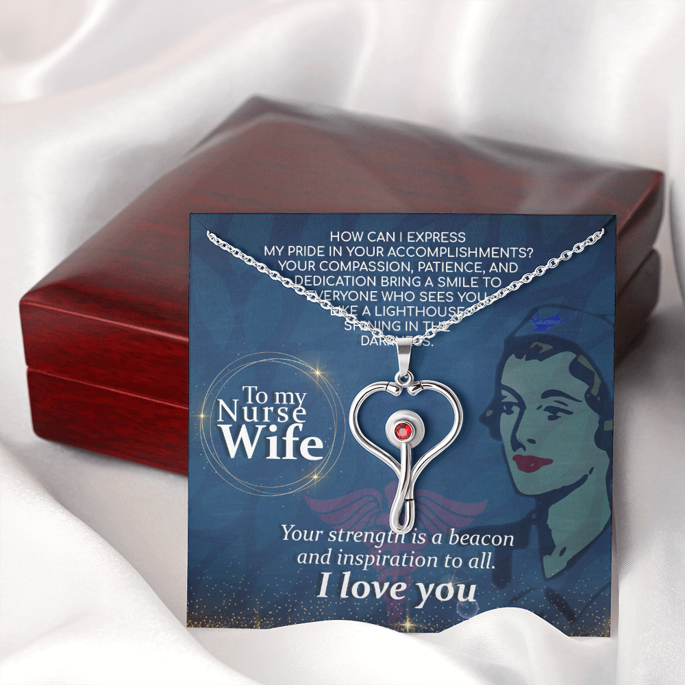To My Nurse Wife - Stethoscope Necklace - JustFamilyThings
