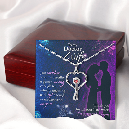 To My Doctor Wife - Just another word - Stethoscope Necklace - JustFamilyThings