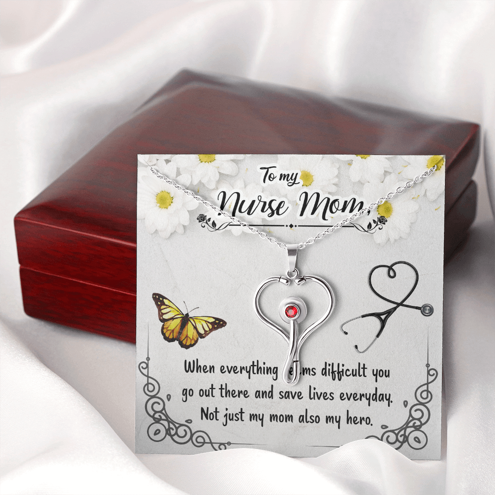To my nurse mom - When everything seems difficult - Stethoscope Necklace - JustFamilyThings