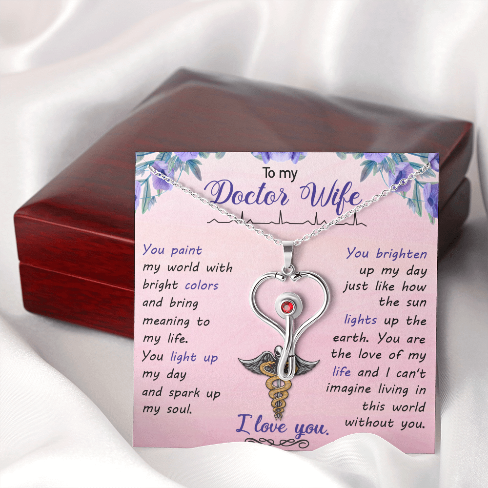 To my doctor wife - you paint my world - Stethoscope Necklace - JustFamilyThings