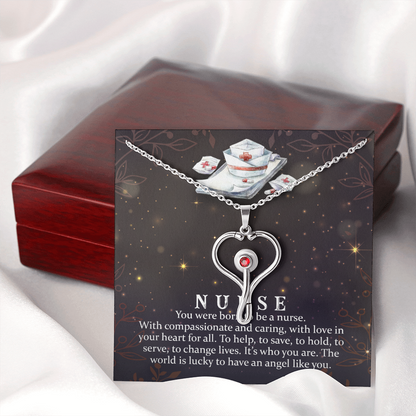 You were born to be a nurse - Stethoscope Necklace - JustFamilyThings