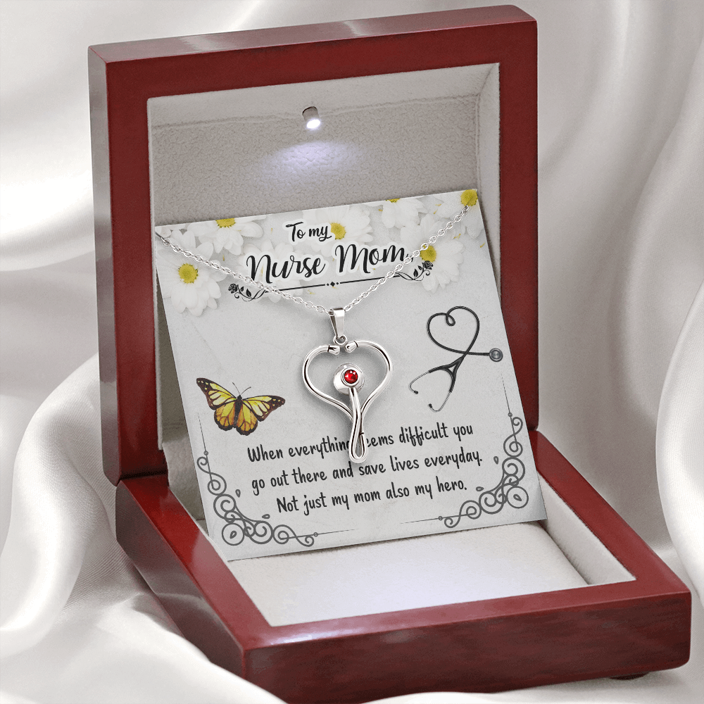 To my nurse mom - When everything seems difficult - Stethoscope Necklace - JustFamilyThings