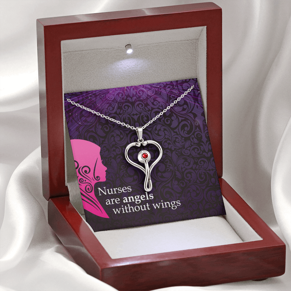 Nurses are angelswithout wings - Stethoscope Necklace - JustFamilyThings