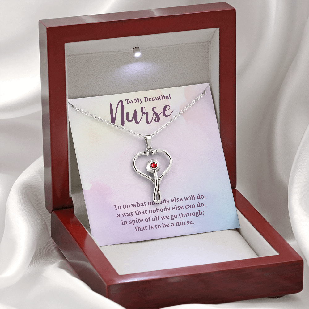 To My Beautiful Nurse, Gift for Nurse, Nurse Necklace Jewelry - JustFamilyThings