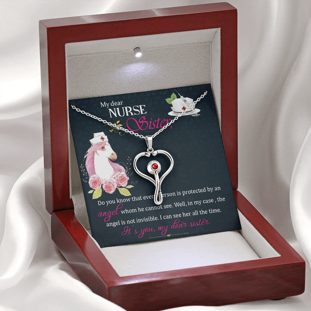 To My dear nurse sister - Stethoscope Necklace - JustFamilyThings