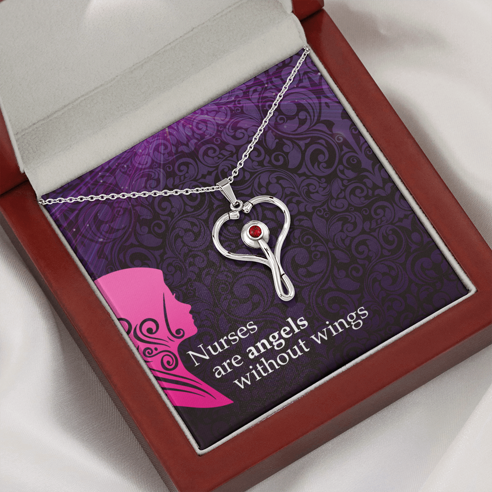 Nurses are angelswithout wings - Stethoscope Necklace - JustFamilyThings