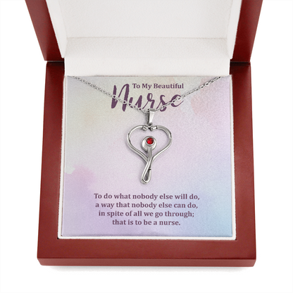 To My Beautiful Nurse, Gift for Nurse, Nurse Necklace Jewelry - JustFamilyThings